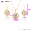 63754 xuping fashional elegante runde anhänger und ohrringe 14k vergoldet zirkon schmuck-set